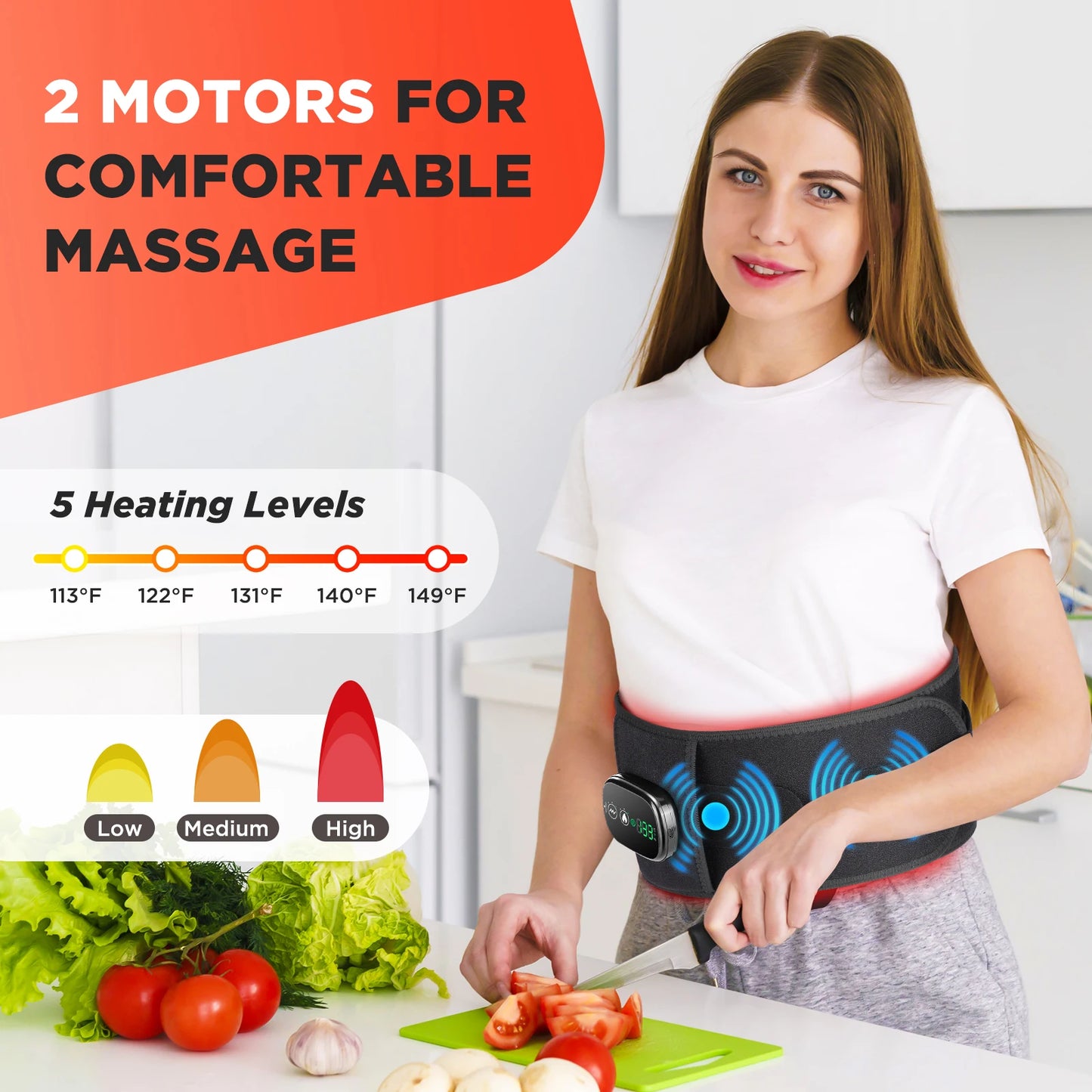Hailicare 5 Speed Heated Waist Belt With Lumbar Support Massage