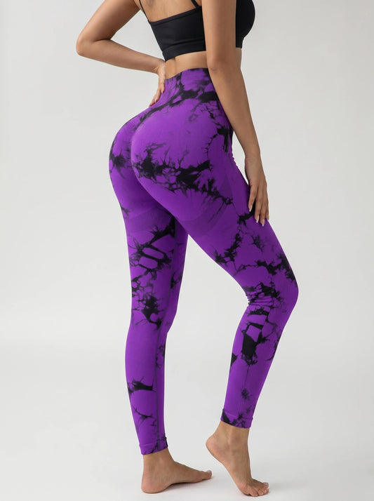 Tie-Dye High-Waist Yoga Pants For Women Stretchy And Soft