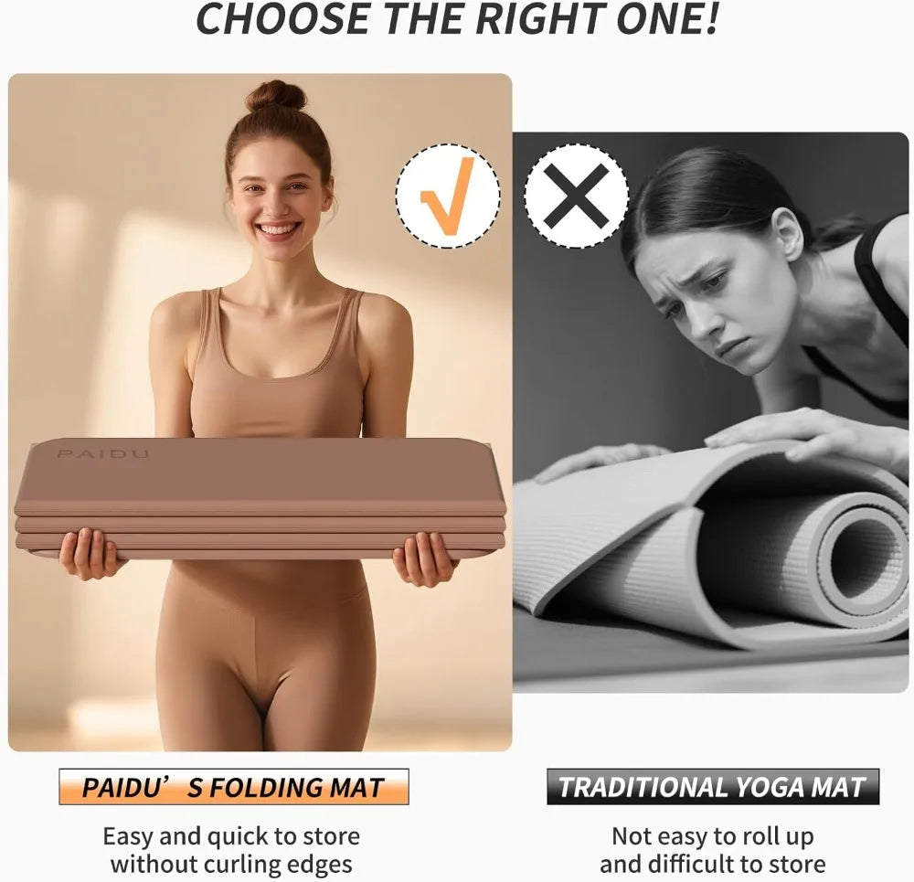 Foldable Yoga Mat Non Slip TPE For Home Gym Workouts