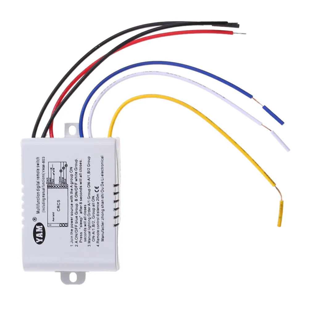 Wireless 1 To 3 Way RemoteControl Wall Lamp Switch 220V