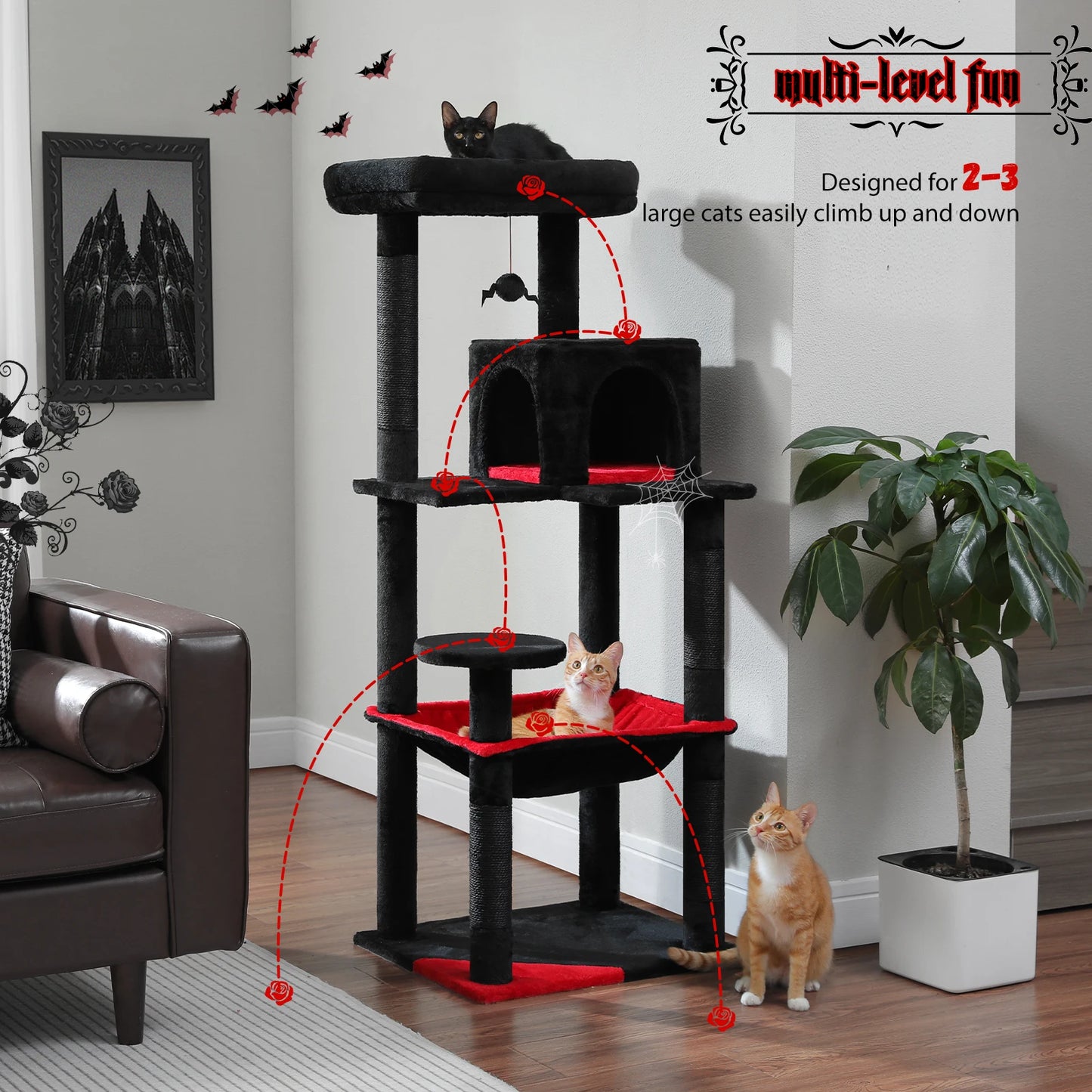 PAWZ Road Five-Level Cat Tree With Hammock And Scratching Posts