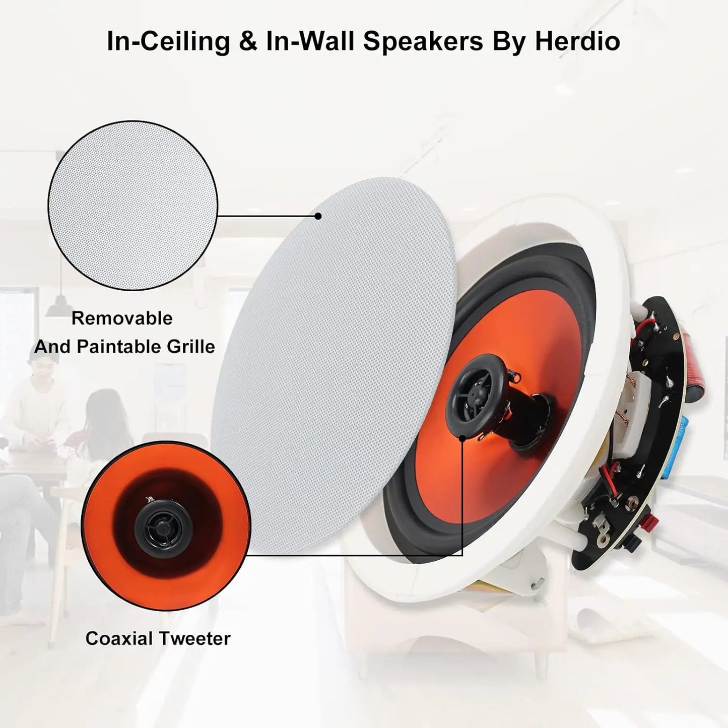 Herdio Bluetooth In Wall Ceiling Speakers With Amplifier Receiver