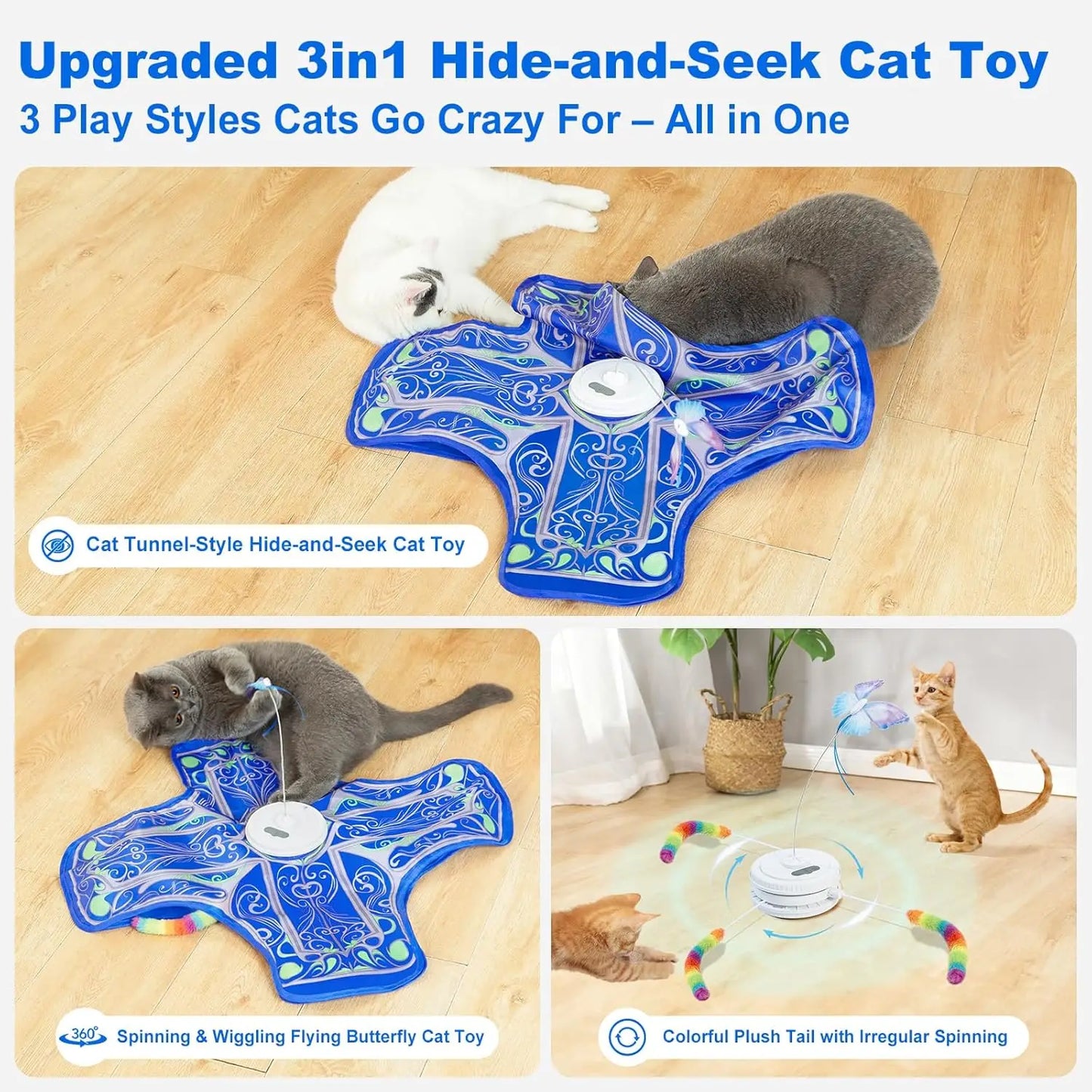Interactive Indoor Cat Toy Rechargeable Touch Activated Hide and Seek