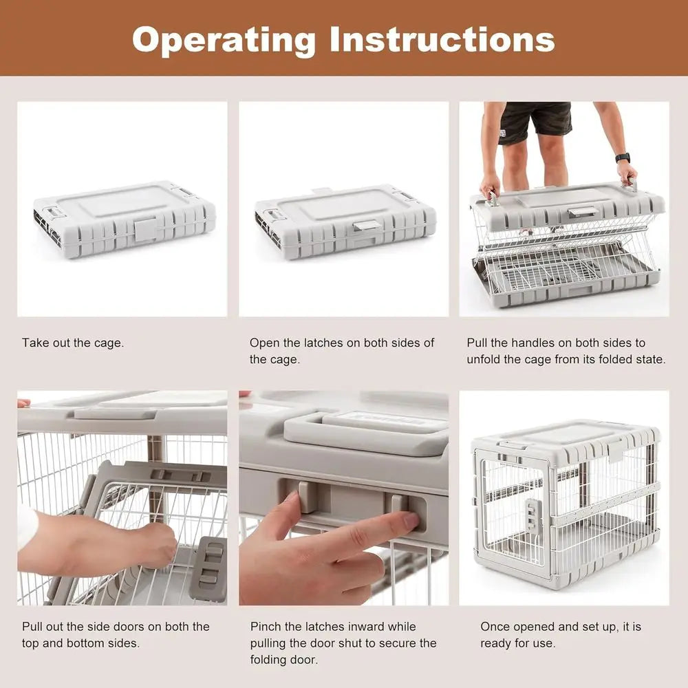Collapsible Heavy Duty Dog Crate For Large Dogs No Tools