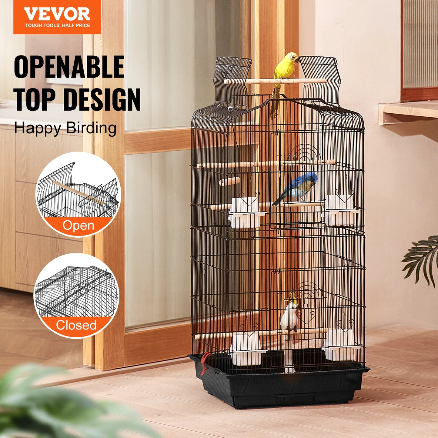 Open Top Parrot Cage Hanging Bird Cage For Travel Pet