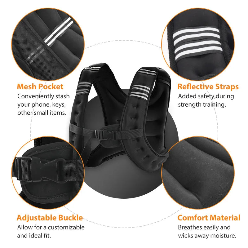 Reflective Stripe Weight Vest for Workout, Running and Fitness Training