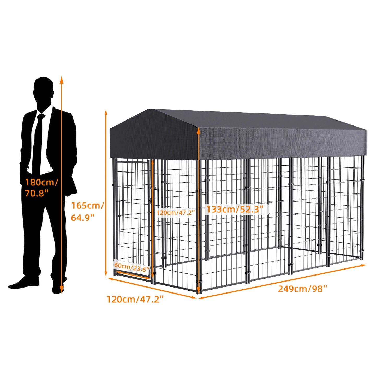 Outdoor Dog Kennel With Waterproof Cover And Welded Wire Frame