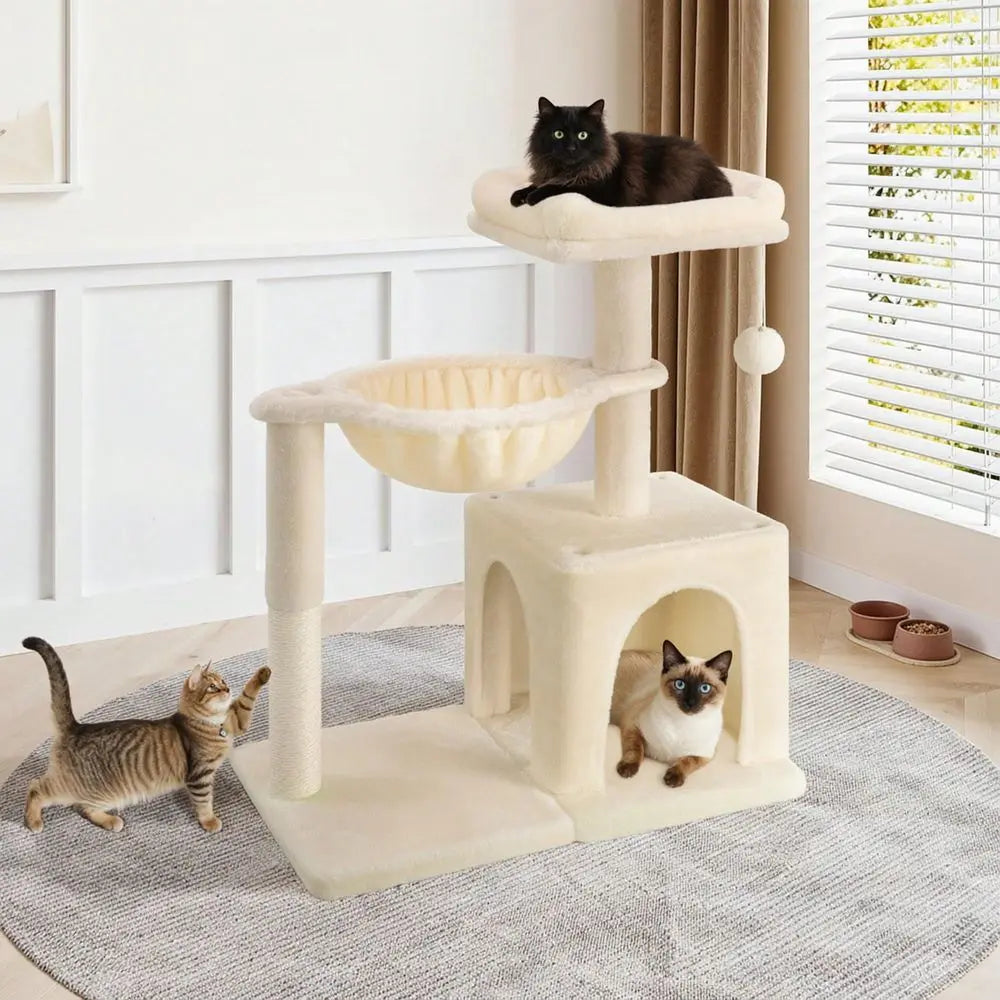 XMSJ Indoor Cat Tree Multilevel Tower With Sisal Posts Condo