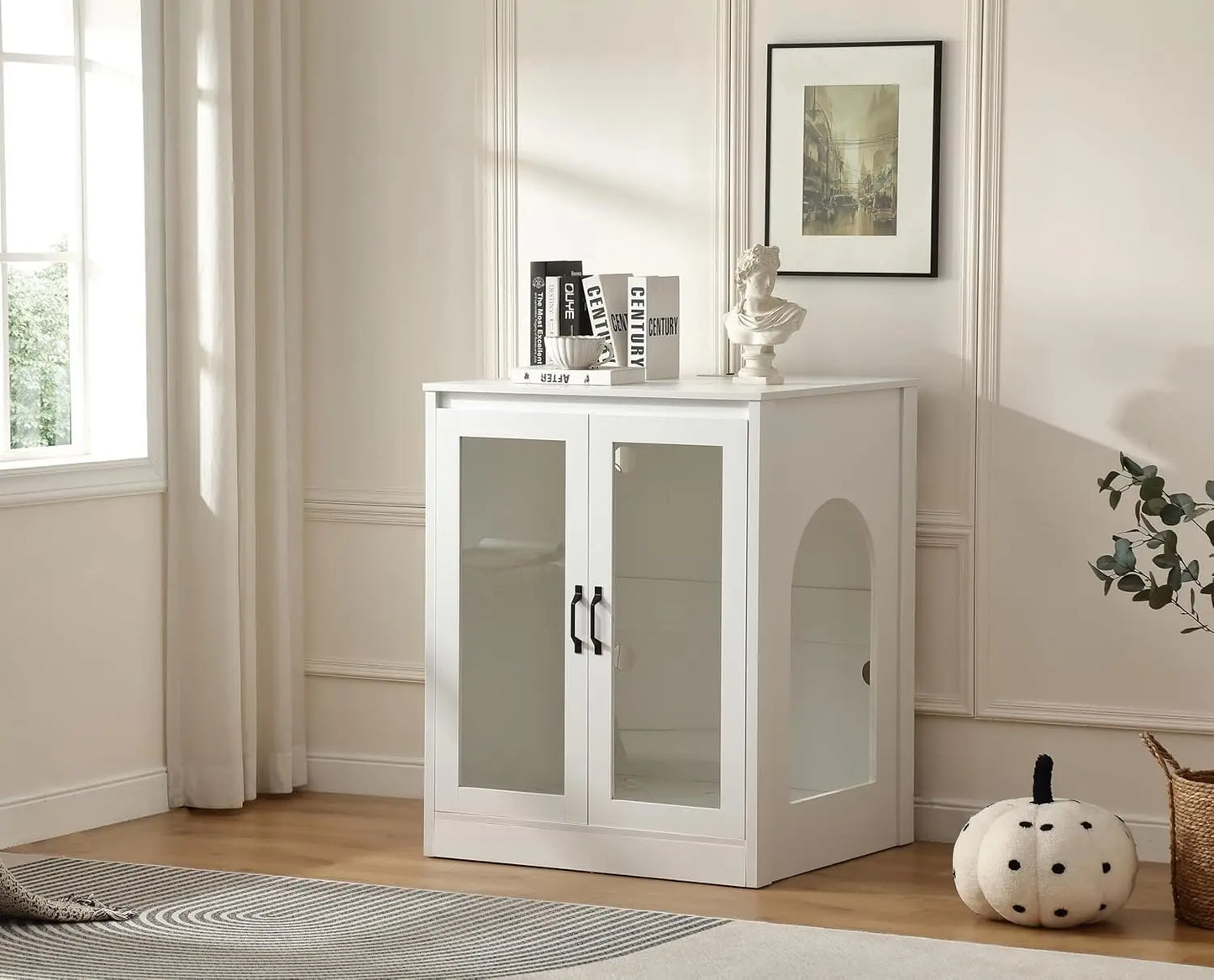 Dogproof Cat Litter Box Enclosure With LED Self Cleaning Cabinet