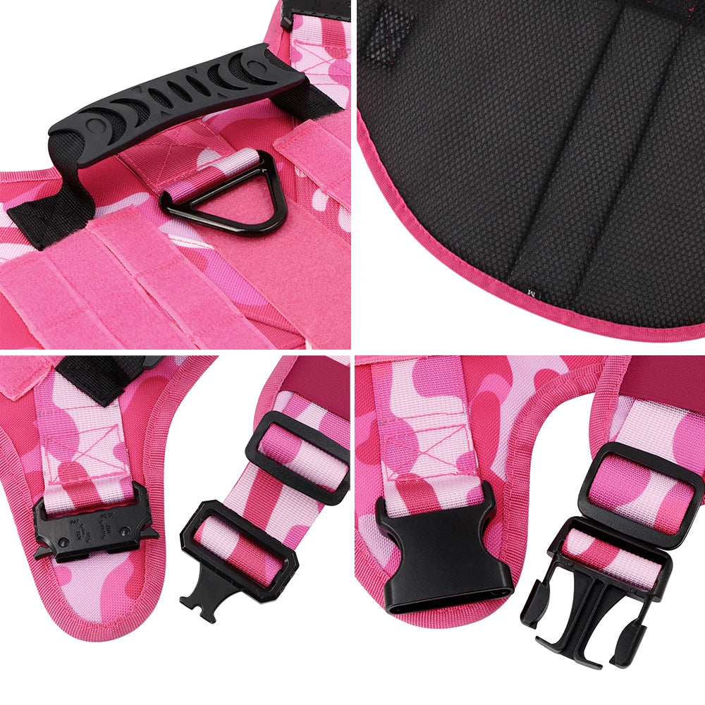 Military Camouflage Nylon Dog Harness Adjustable Training Vest