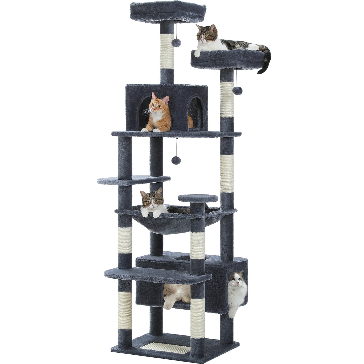 PEQULTI Multi Level Cat Tree With Scratching Posts And Hammock