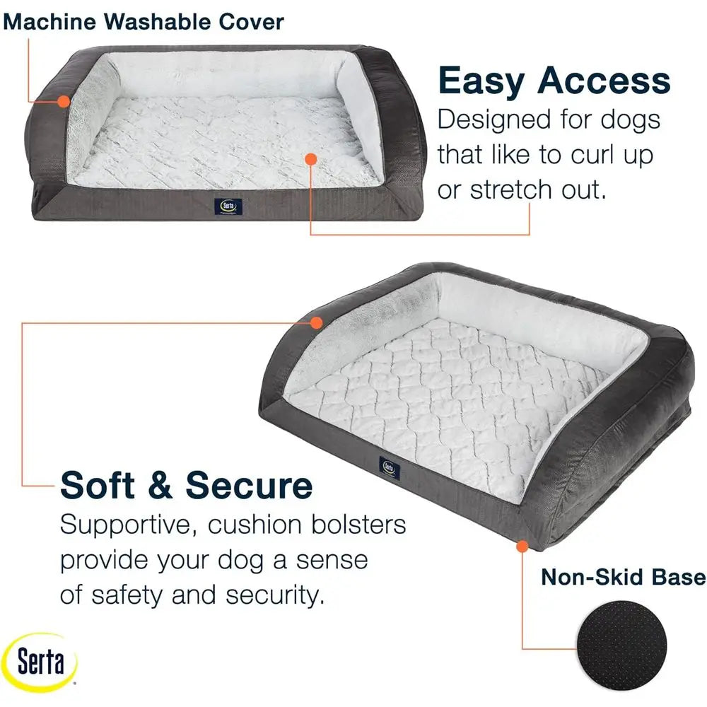 Orthopedic Quilted Couch Dog Bed For Pets With Support