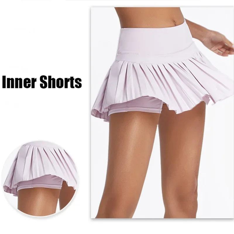 Pocket Tennis Skirt Skort Women High Waist Activewear