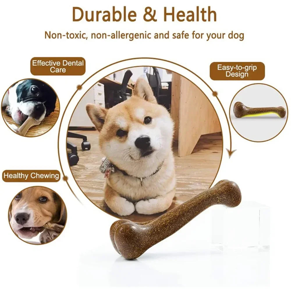 Durable Dog Bone Chew Toys Nearly Indestructible Non-Toxic Dental Care