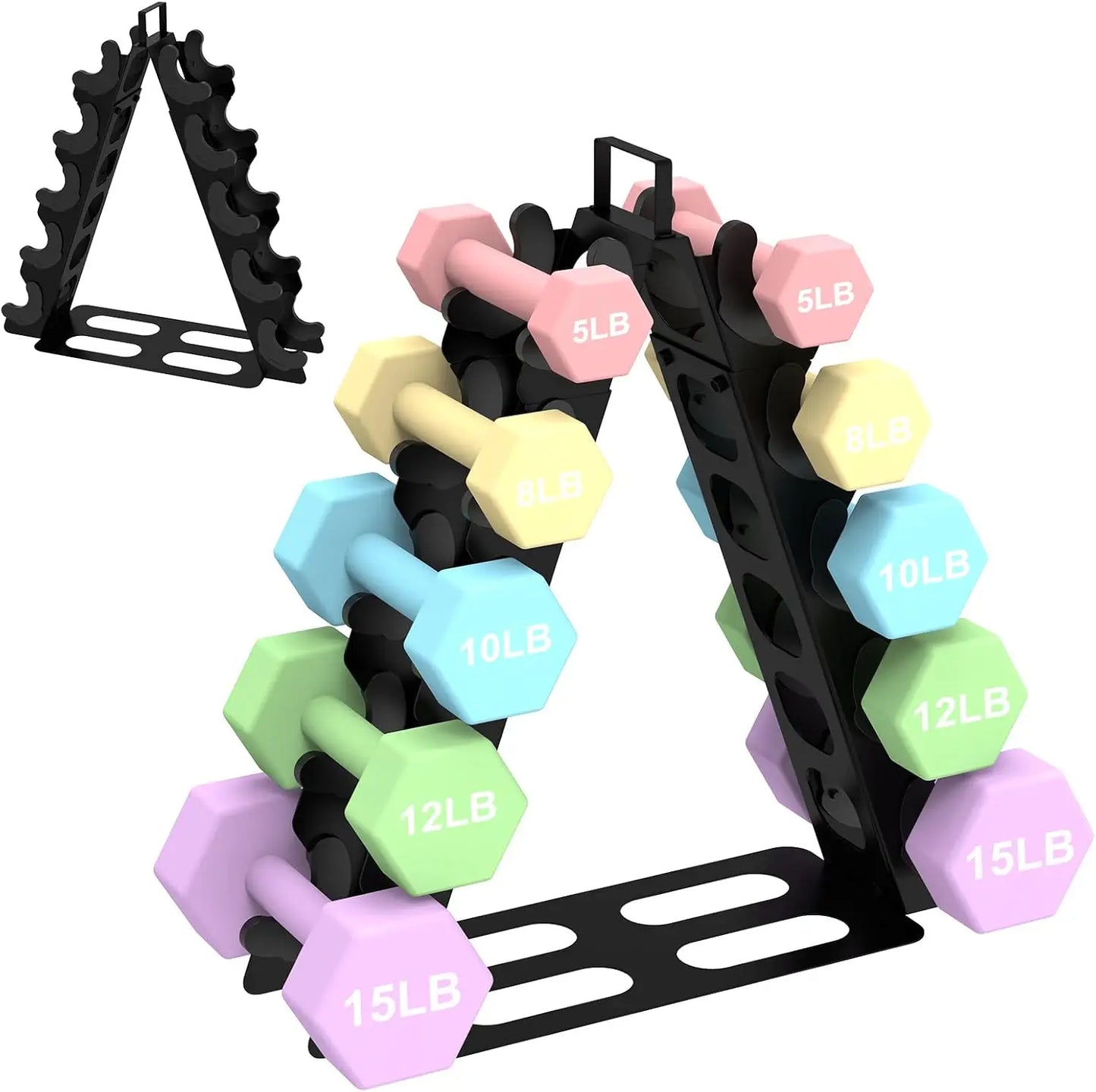 5-Tier A-Frame Dumbbell Rack For Home Gym Storage Organizer