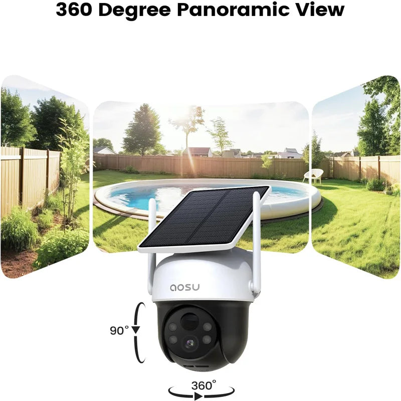 AOSU 3MP Wire-Free Solar Indoor Security Camera With Two-Way Audio