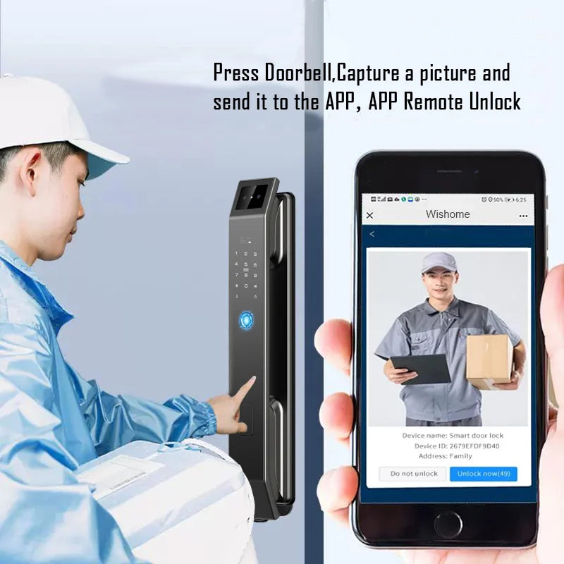 YKESDLC 3D Face Recognition Keyless Digital Door Lock With Camera Fingerprint