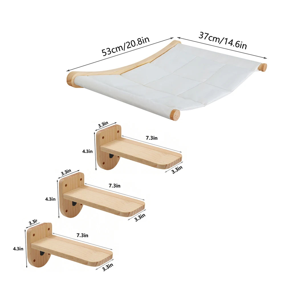 CWV Wall Mounted Cat Hammock Kit With Climbing Shelves Perches