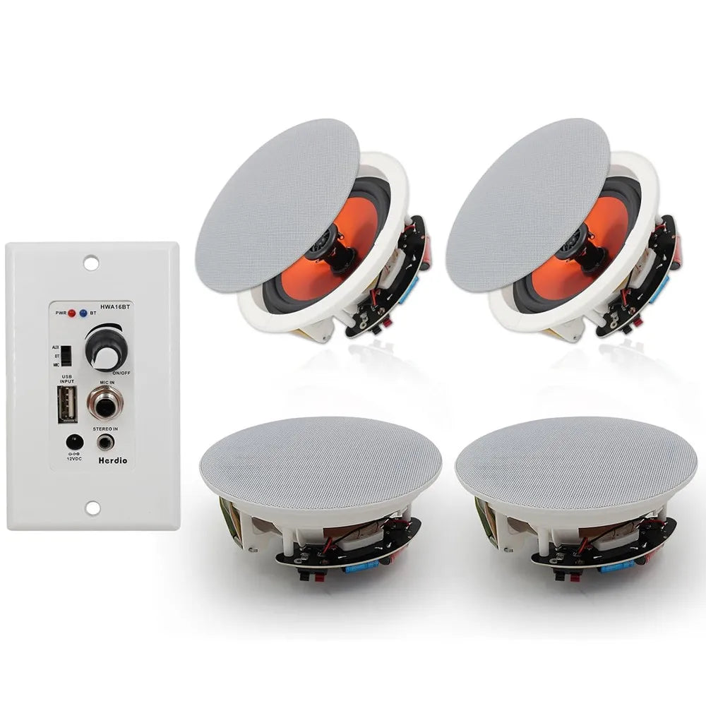 Herdio Bluetooth In Wall Ceiling Speakers With Amplifier Receiver