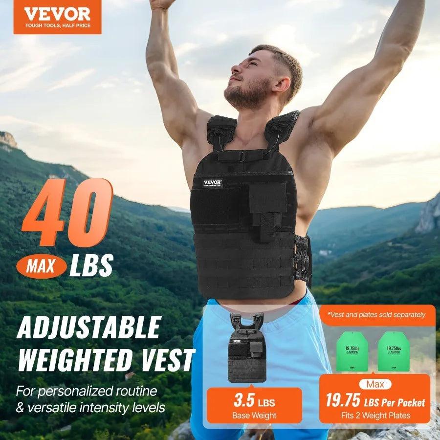 Adjustable Weighted Vest For Fitness And Training Unisex