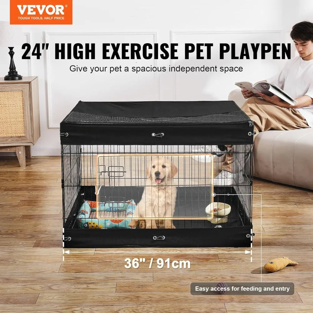 Dog Playpen Four Panels Foldable Metal Exercise Pen