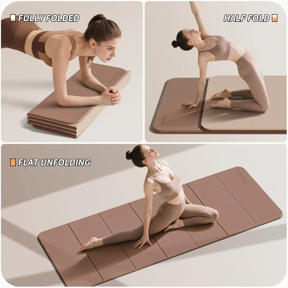 Foldable Yoga Mat Non Slip TPE For Home Gym Workouts