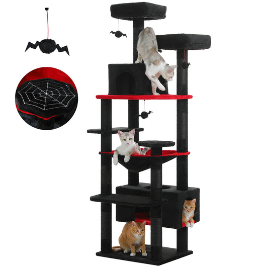 PEQULTI Multi-Level Cat Tree with Scratching Posts & Hammock