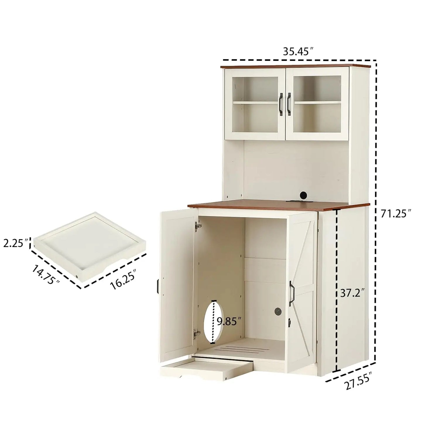 Dogproof Cat Litter Box Enclosure With LED Self Cleaning Cabinet