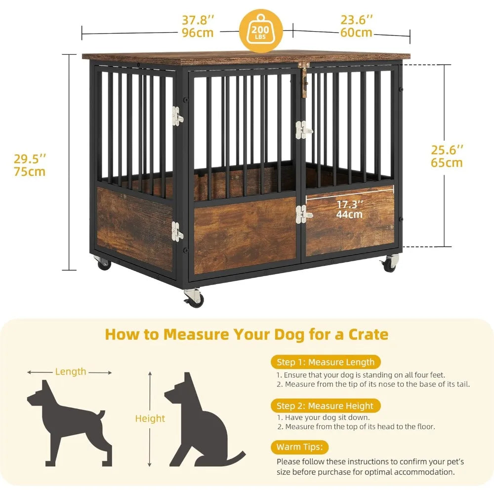 DAFIFY Dog Crate Furniture With Wheels End Table Kennel