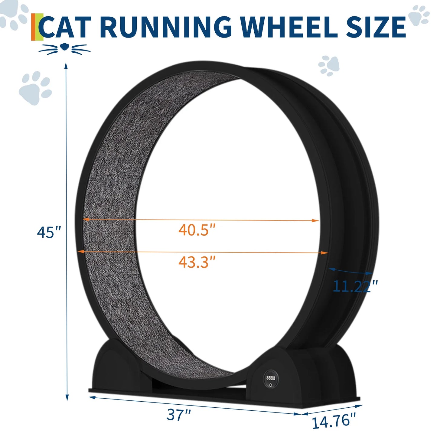 HiMISS Cat Exercise Wheel With Pedometer And Removable Mat