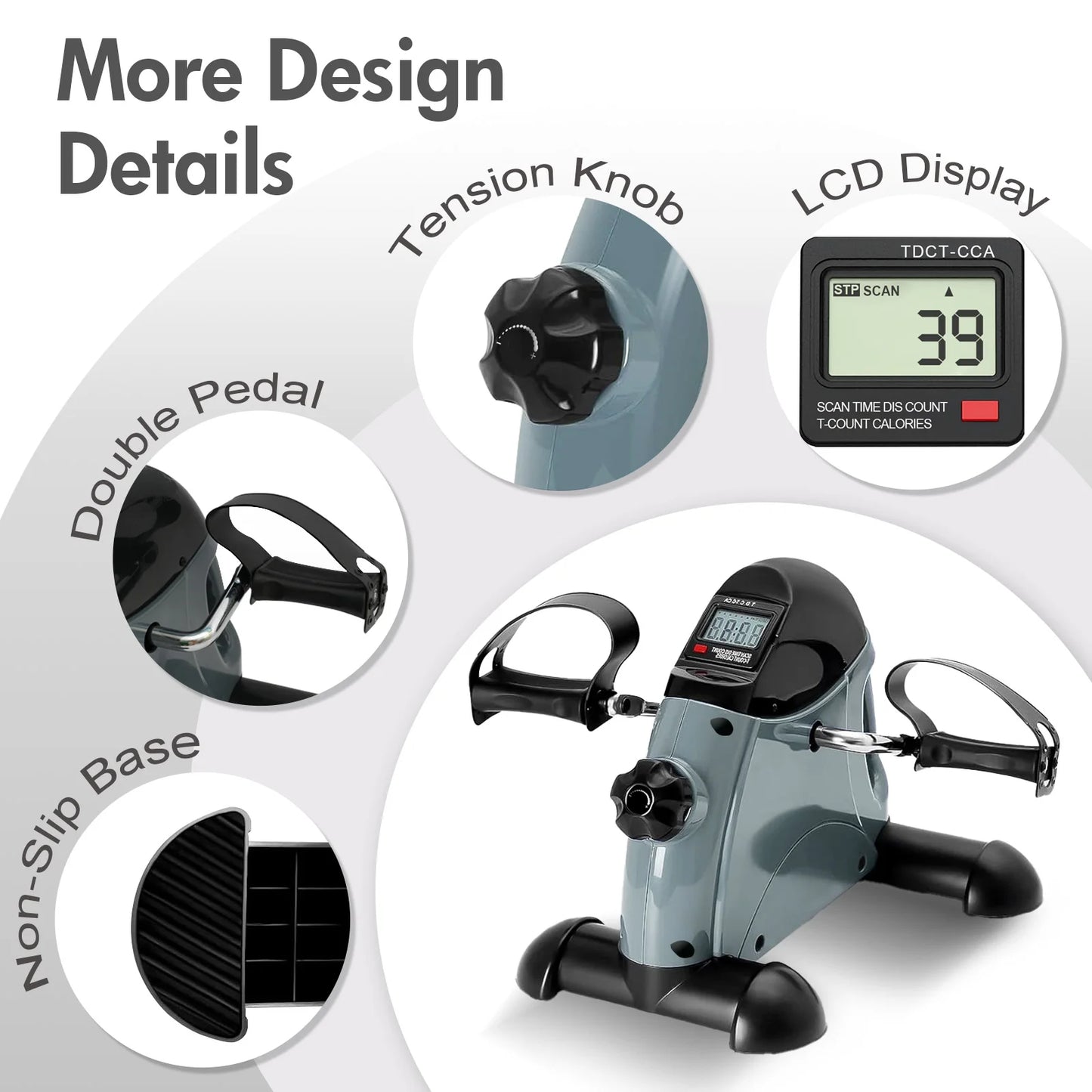 Mini Pedal Exercise Bike Under Desk Trainer For Home Office