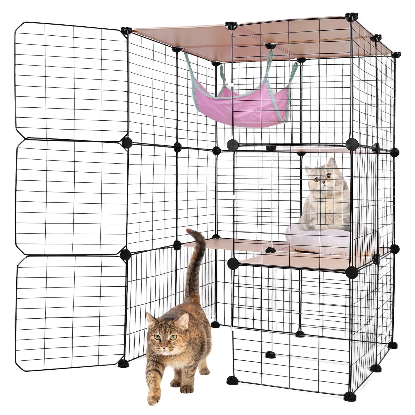 Detachable 3 Tier Cat Cage With Hammock Bed Indoor Use