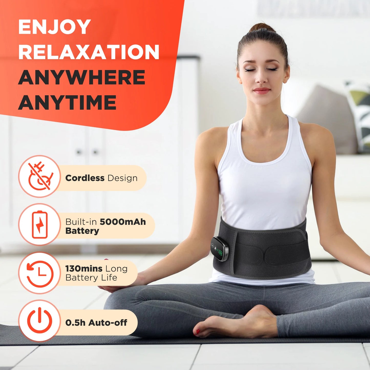 Hailicare 5 Speed Heated Waist Belt With Lumbar Support Massage