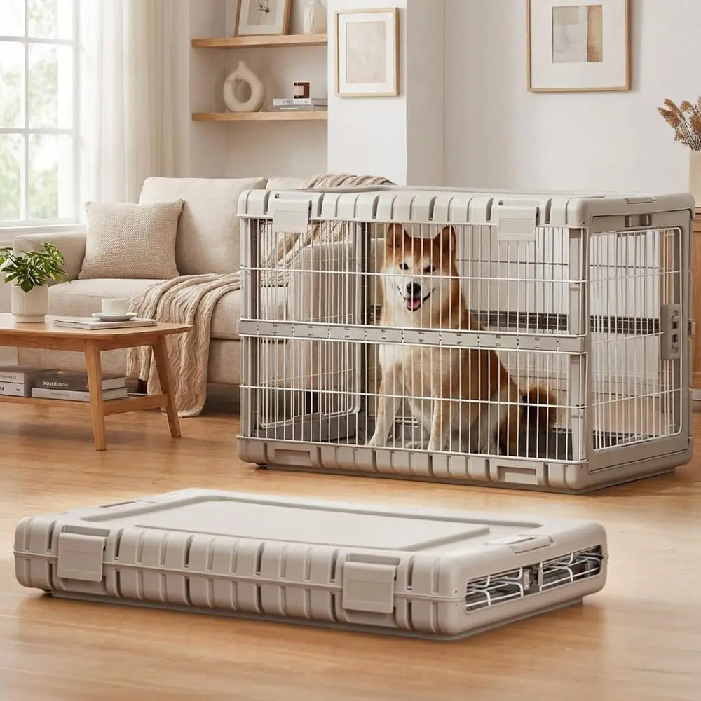 Collapsible Heavy Duty Dog Crate For Large Dogs No Tools