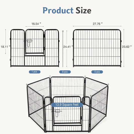 JHK 6-Panel Foldable Metal Dog Playpen for Outdoor Use