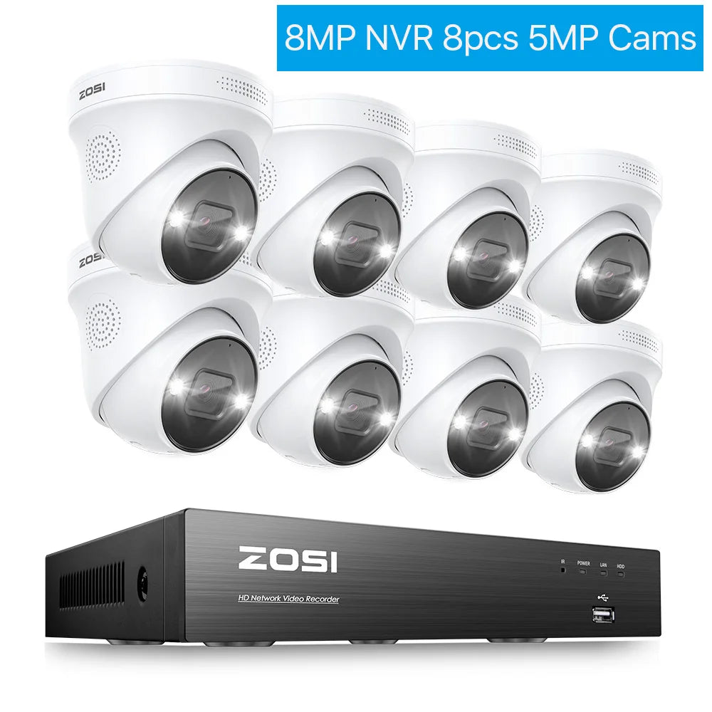 ZOSICTV Security System 4K POE NVR Kit With AI Detection