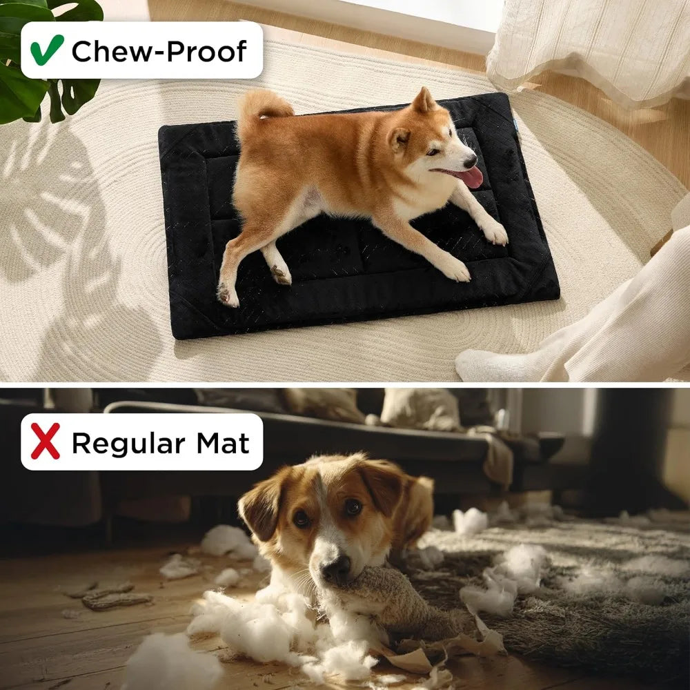 DAFIFY Chew Resistant Dog Bed For Chewers Durable Crate Pad