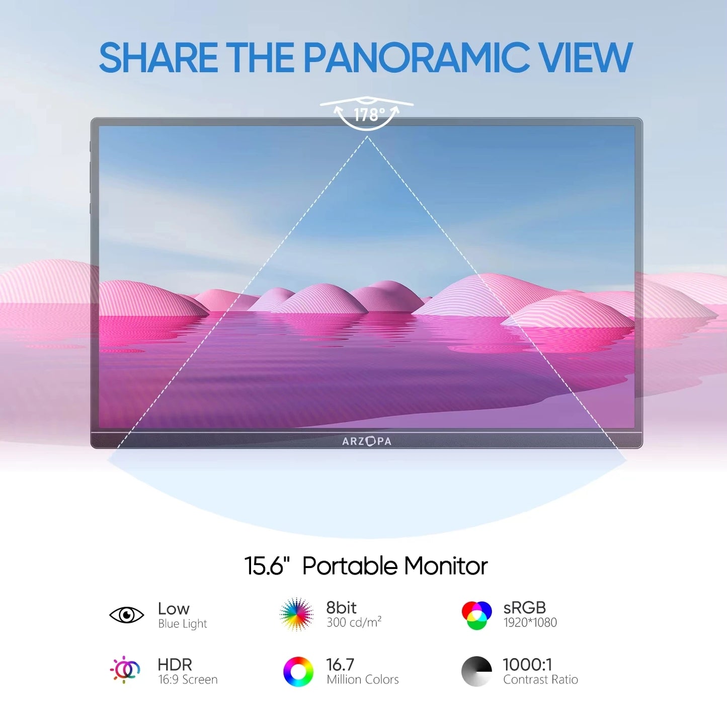 Arzopa Portable Monitor FHD IPS USB-C Mini HDMI Second Screen