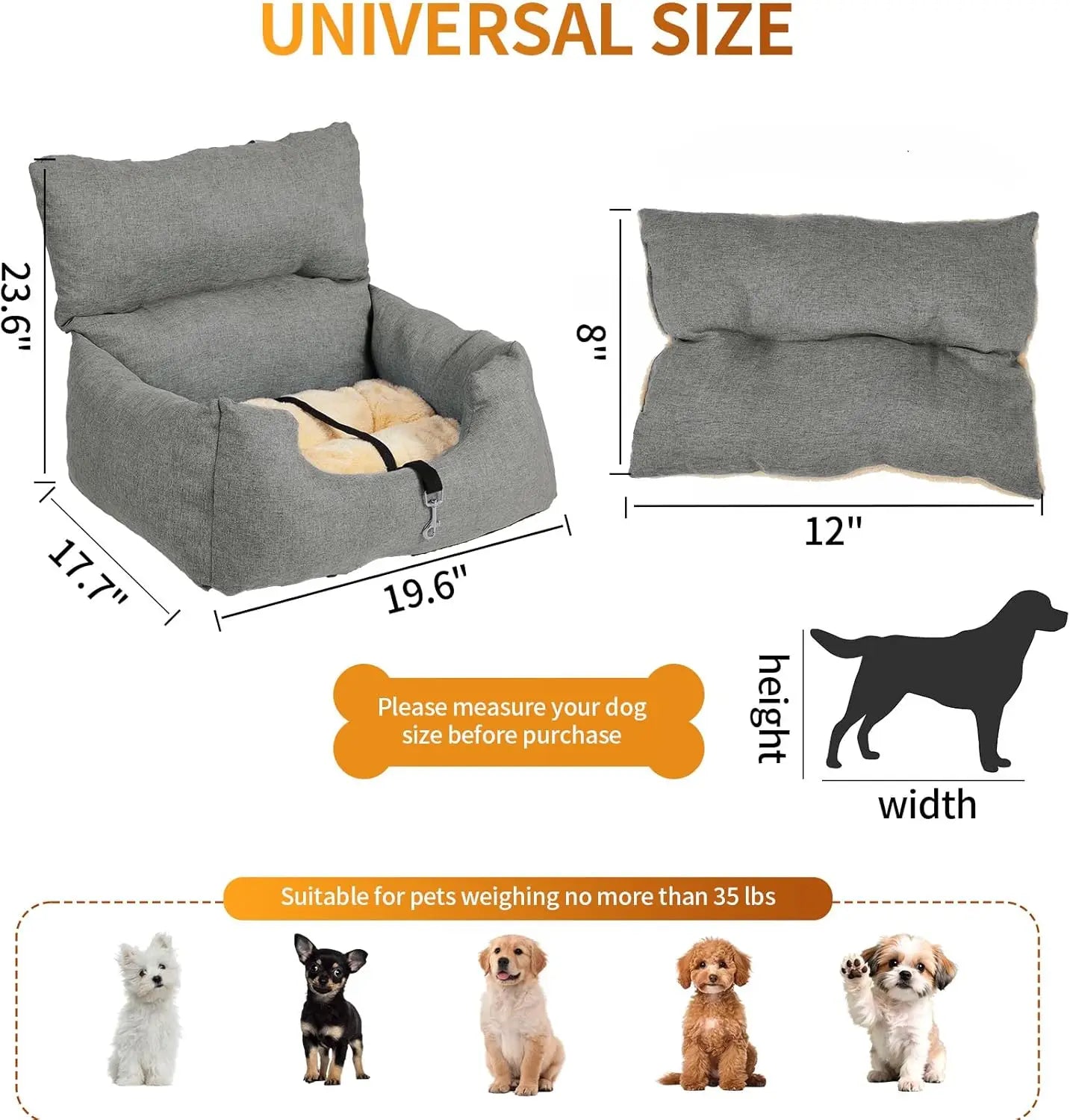 HiMISS Dog Booster Car Seat For Small Dogs With Cushion