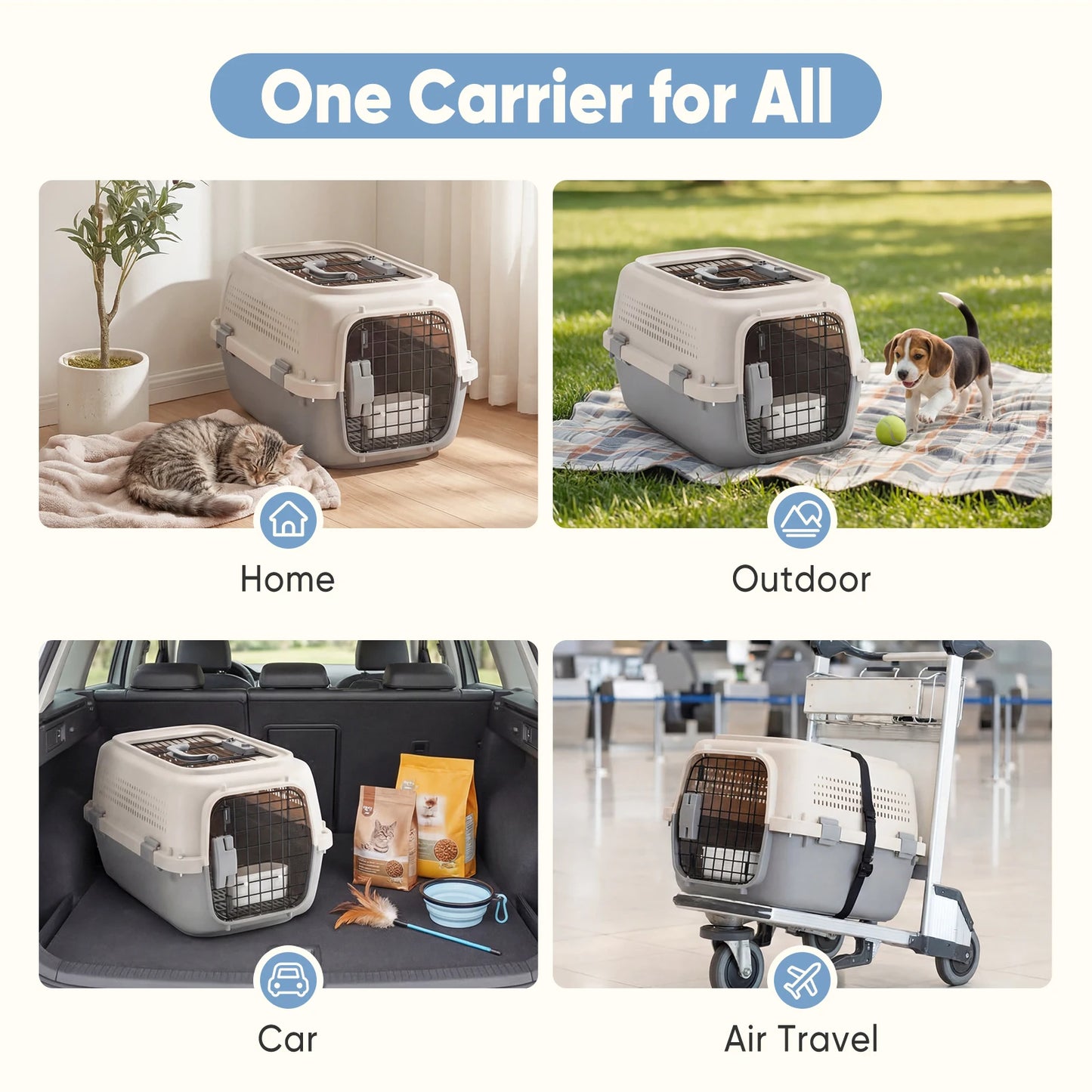 Pet Carrier For Small Dogs And Cats Front Wire Door