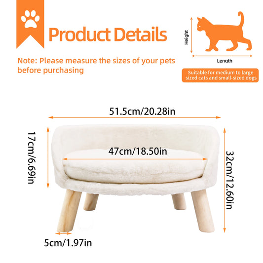 BORWART Ultra Soft Elevated Dog & Cat Sofa Bed Lounger