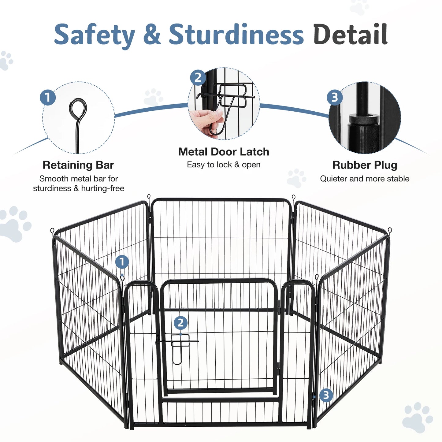 JHK Six Panel Foldable Metal Dog Playpen For Outdoor Use