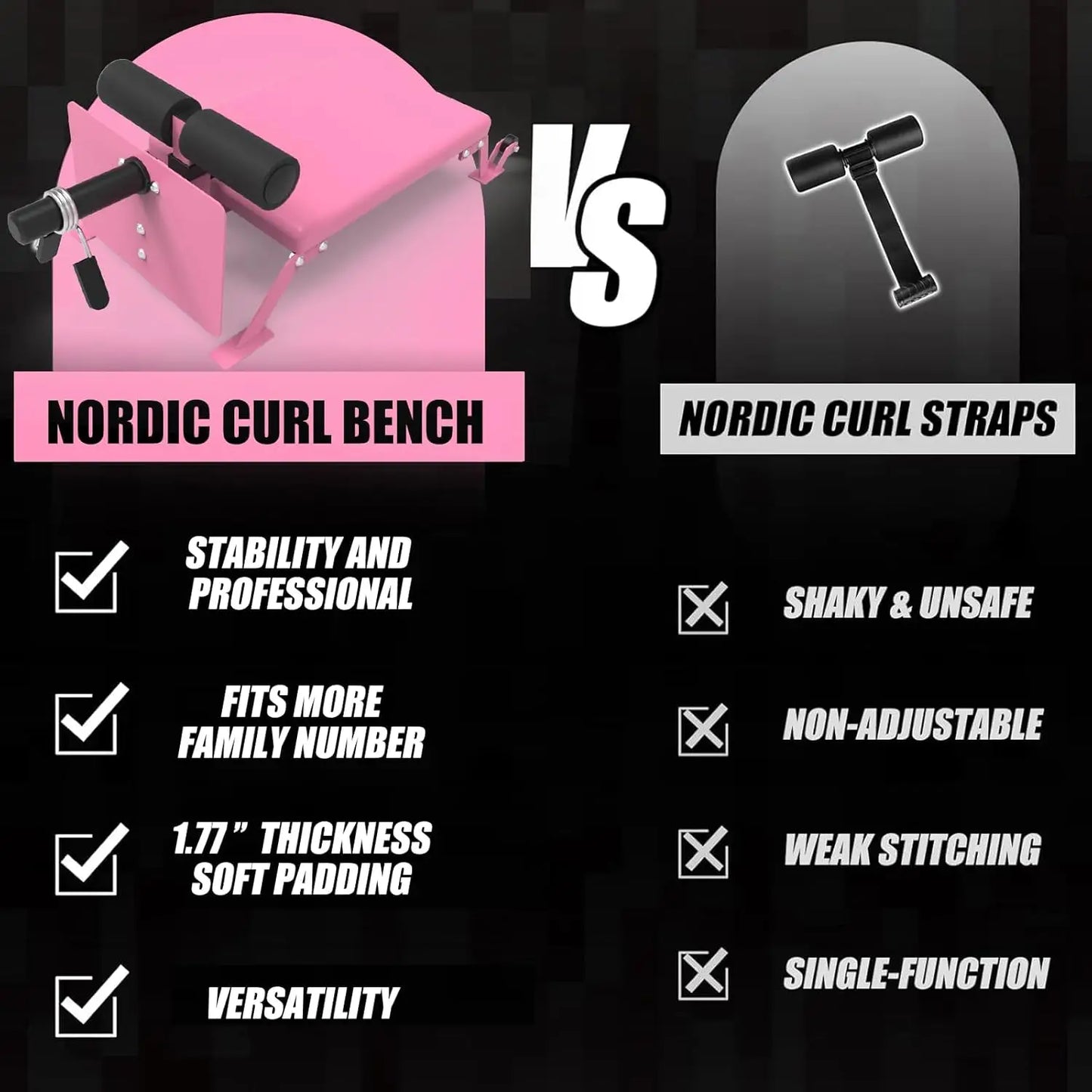 Nordic Hamstring Curl Machine With Height Adjustable Bench Home Gym