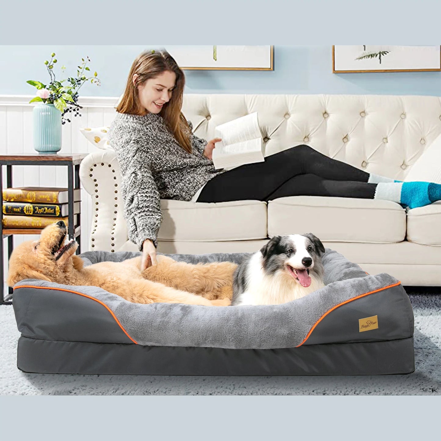 BINGOPAW Soft Dog Bed With Waterproof Removable Cover For Pets