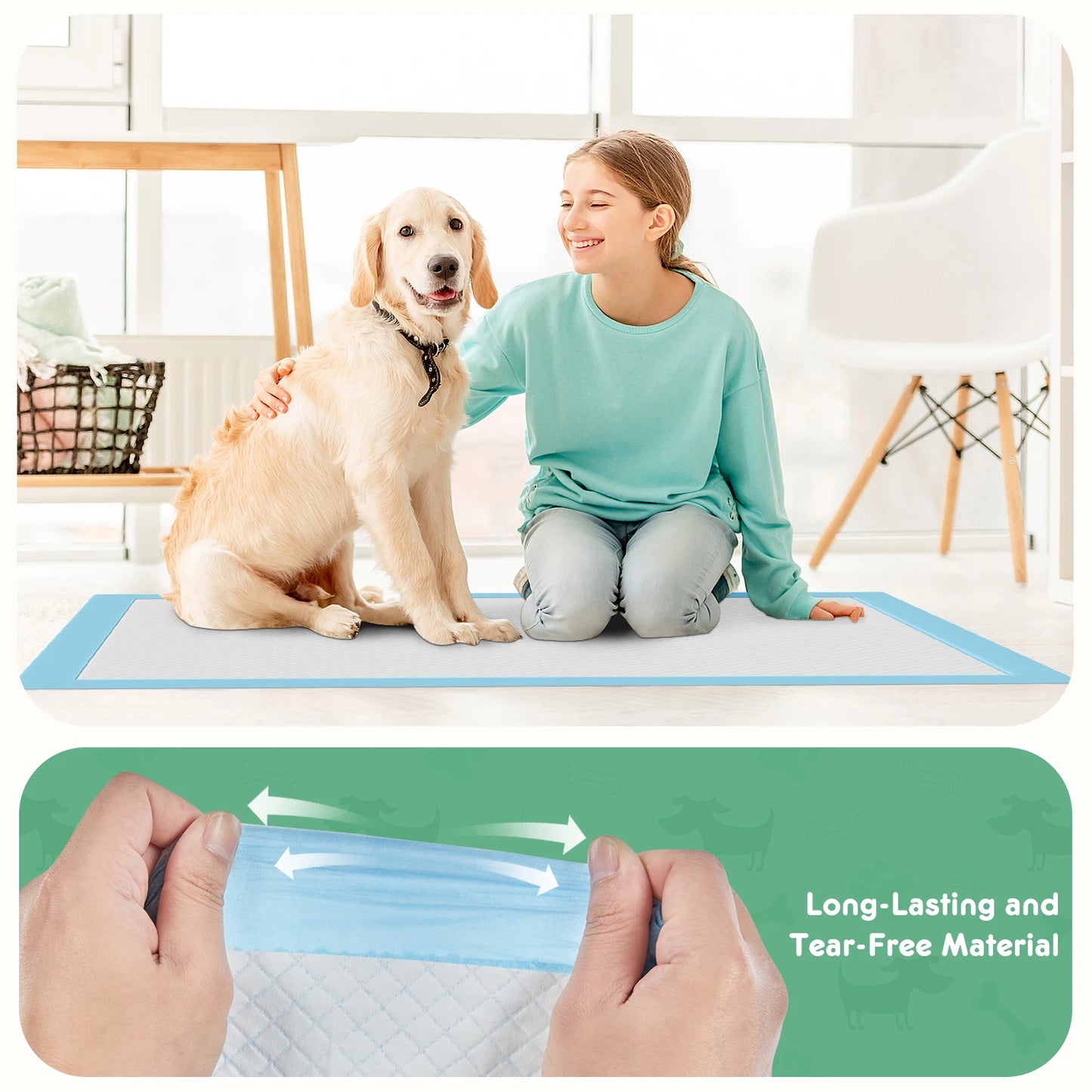 JHK Disposable Pet Underpads Quick Dry Leakproof Super Absorbency 150 Count