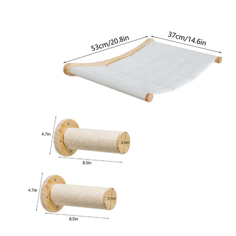 CWV Wall Mounted Cat Hammock Kit With Climbing Shelves Perches