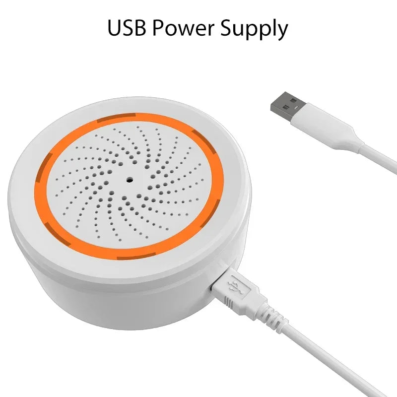 ONENUO Tuya Zigbee Smart Siren Alarm With Strobe Alerts USB Powered