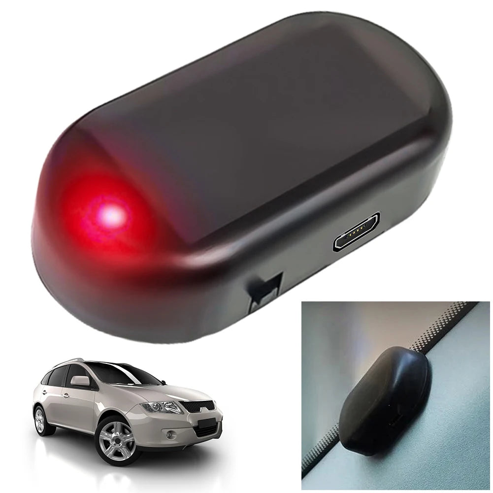 Solar Powered Car Fake Security Light Blue/Red Light Simulated Dummy Alarm Wireless Strobe Signal Alarm Anti-Theft Caution Lamp