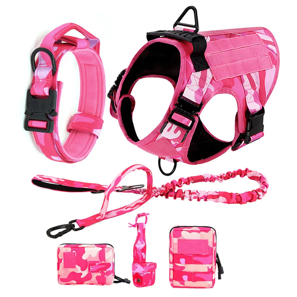 Military Camouflage Nylon Dog Harness Adjustable Training Vest