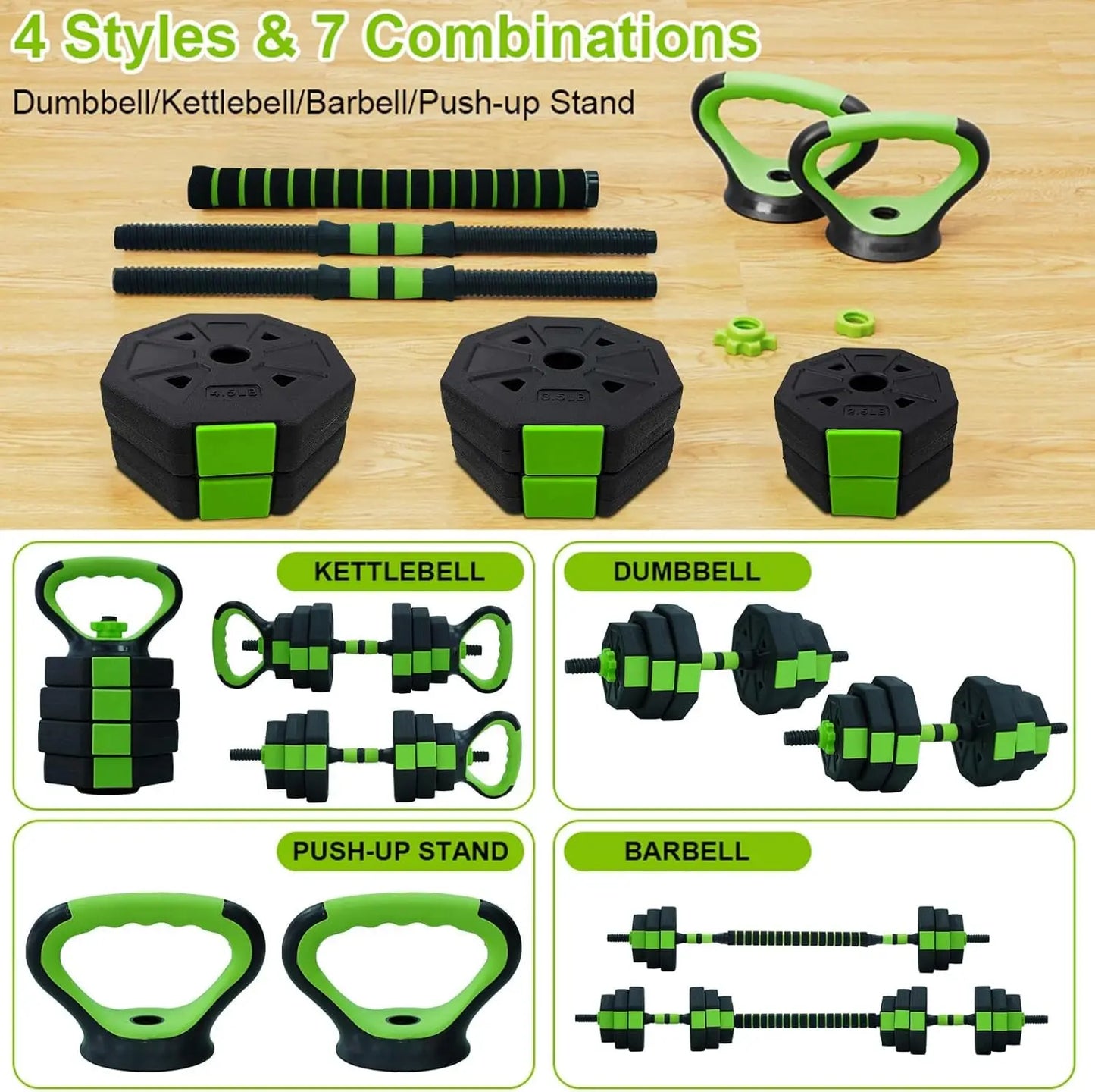 HiMISS 4-In-1 Adjustable Kettlebell And Dumbbell Set For Home Gym